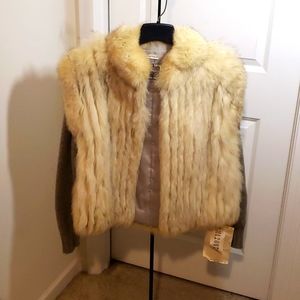 SAGA FOX FUR Jacket with Zipped Sweater Sleeves Size M